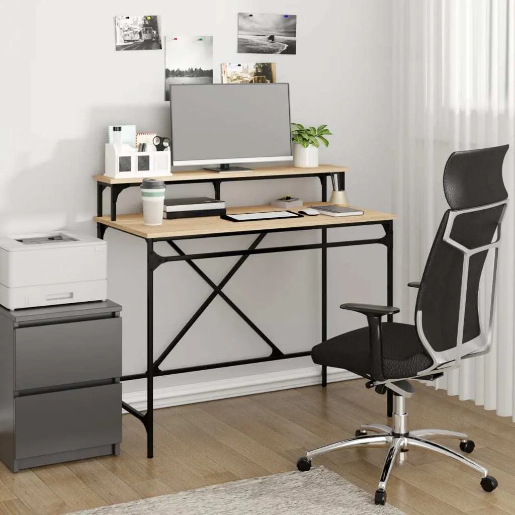 OFFERTA Scrivania Sonoma Rovere 100x50x90 cm - Ferro e Legno