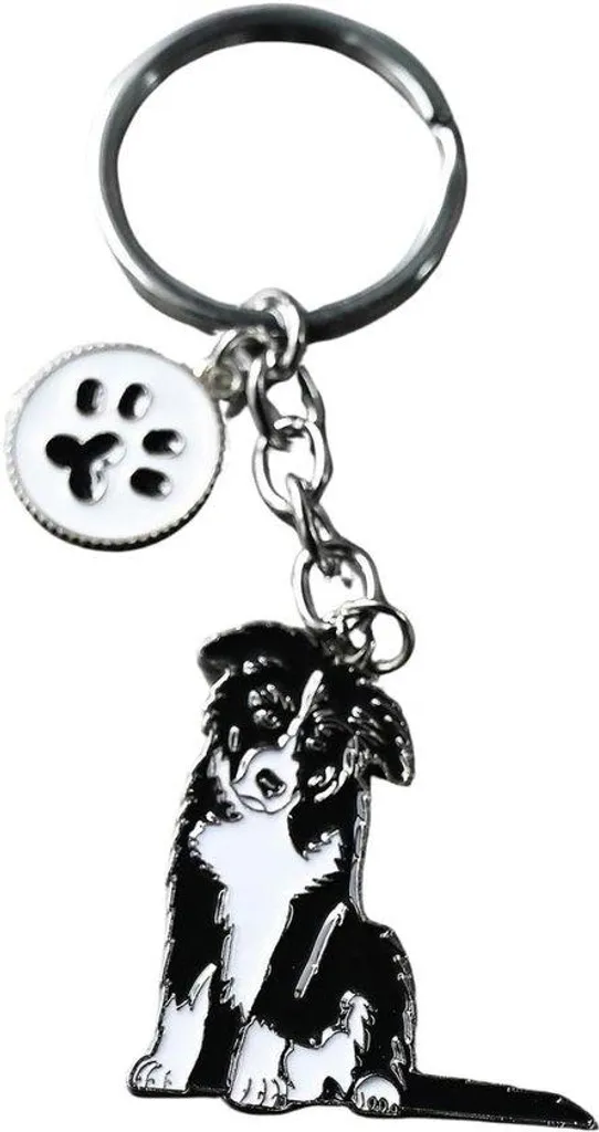 Accessoire porte-clés chien Border Collie robuste pour trousseau de clés