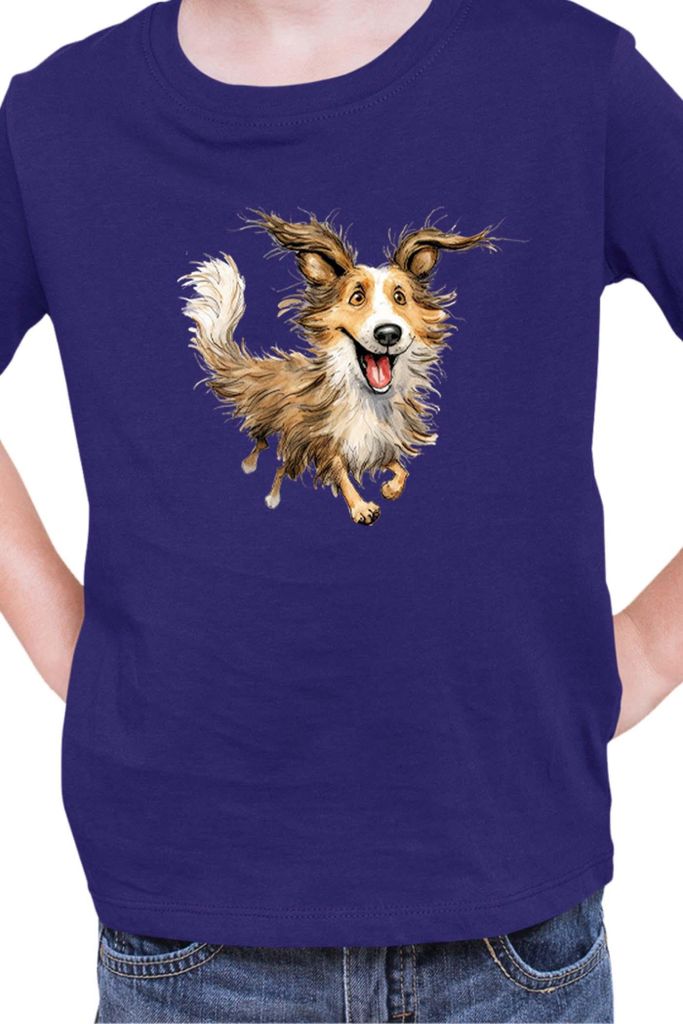 Kinder T-Shirt Funny Dogs Breeds Shetland Sheepdog Breed Dog Breed, 3-4 Jahr - 104 / Dunkelblau