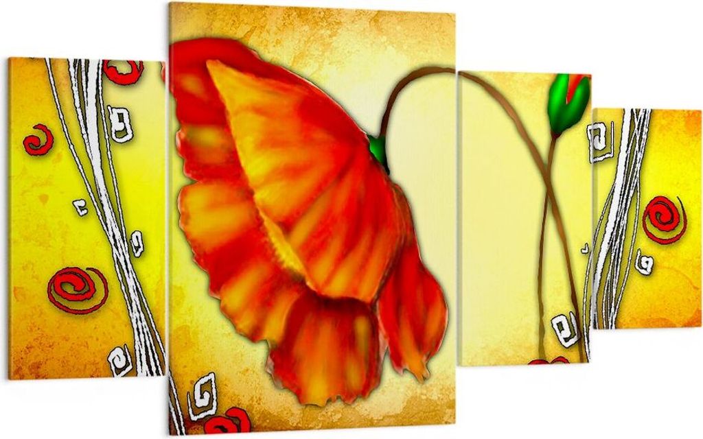 Bild auf Leinwand - Leinwandbild - Blume linien markierungen - 160x90cm - Wand Bild - Wanddeko - Leinwanddruck - Bilder - Kunstdruck - Wanddekorati...