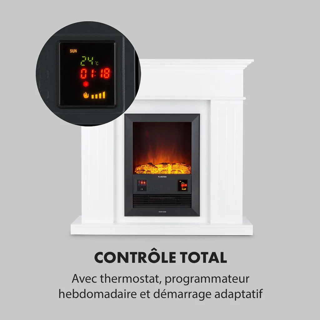 Cheminée électrique insert Kamini FXL 2000W - Chauffer sans conduit LED
