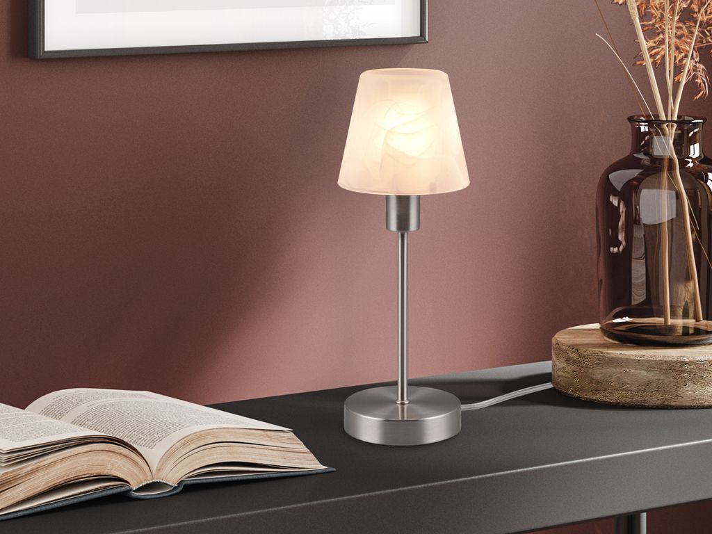 Trio Leuchten Tischleuchte Luis II 595700107 Metall Nickel matt Glas Table Lamps (19,99)