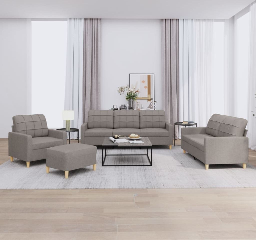 "2026 Promotion" 4-tlg. Sofagarnitur mit kissen - Wohnlandschaft - Taupe Stoff - Klassische Sofas CC10831