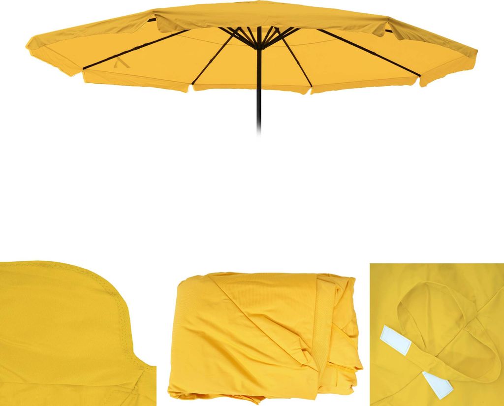 Ersatz-Bezug für Sonnenschirm Capri Pro, Gastronomie Marktschirm mit Volant Ø 5m, Polyester gelb