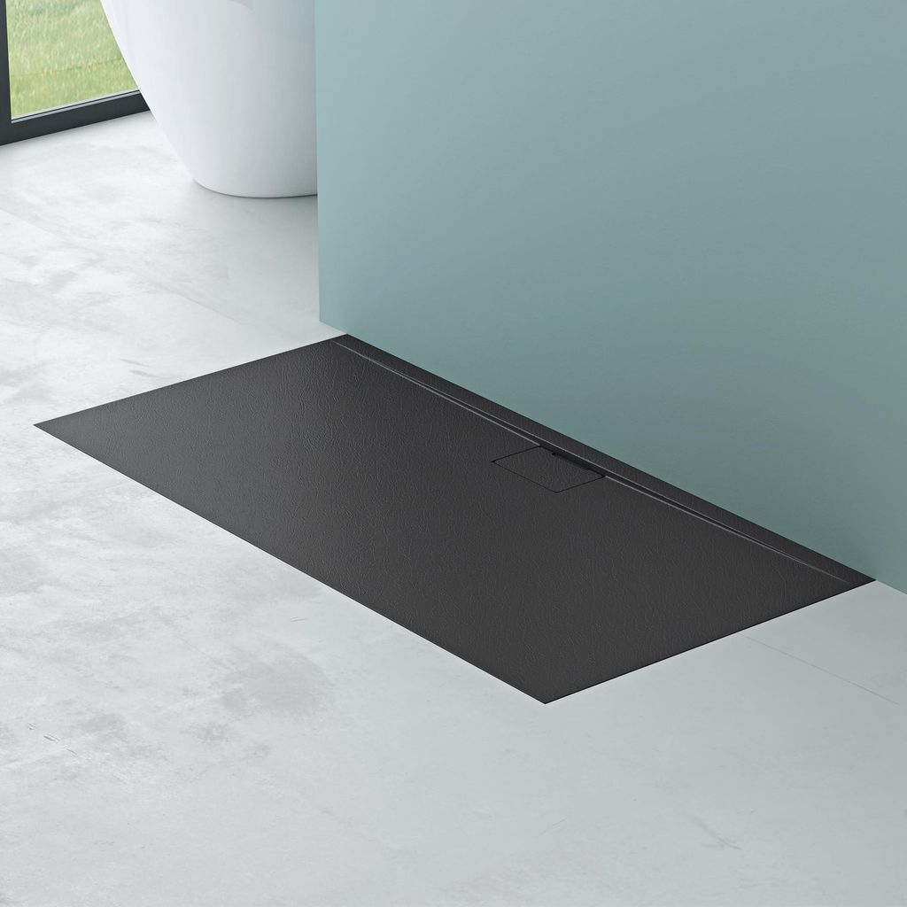 Mai & Mai Duschtasse Duschwanne aus Mineralguss BxTxH: 70x140x3 cm Mineralgusswanne in Anthrazit DIN-Anschlüsse Geoma07