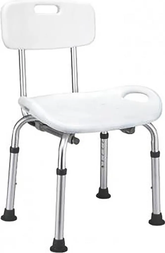 Chaise de douche aluminium 135 kg avec dossier et pieds antidérapants