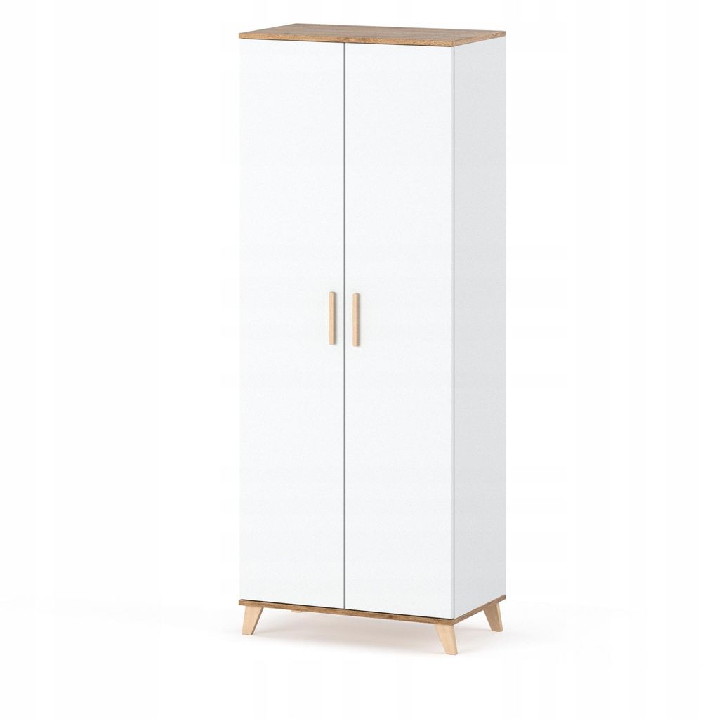 Szafa 80 cm OSLO Biała Mat / Dąb Wotan 2 Drzwi Pojemna Zdjęcie produktu 