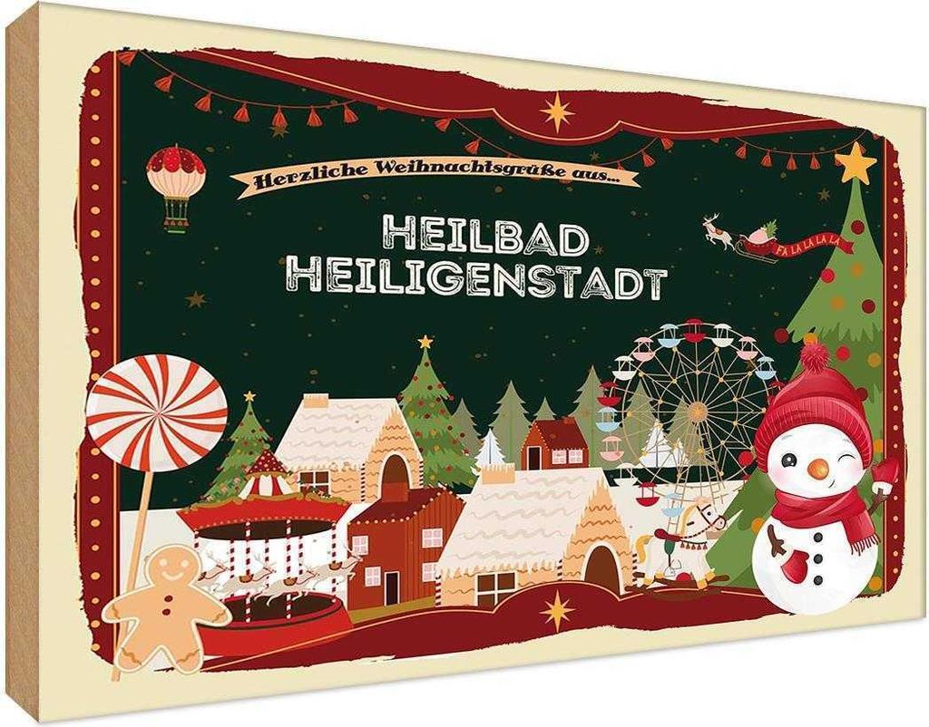 vianmo Holzschild 20x30 cm Weihnachten HEILBAD HEILIGENSTADT