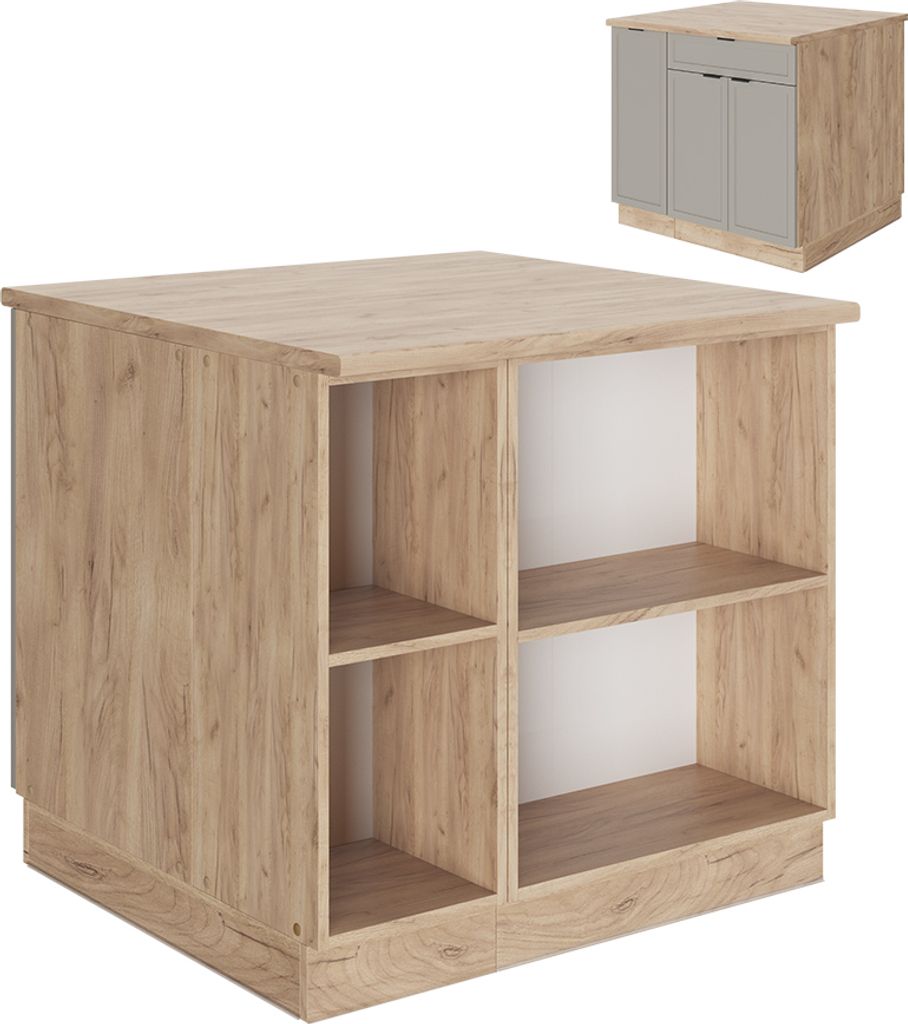 Kücheninsel Vicco Fame-Line GrauBeige 90 cm mit Schublade, ohne Arbeitsplatte, Model 50528