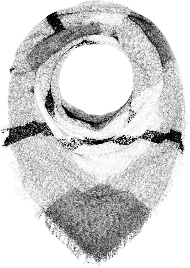 Damen XXL Strickschal Winterschal Karo Oversize großer Schal kariert Karoschal Dreieckstuch Autiga grau-hellgrau