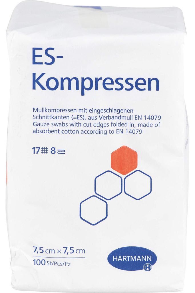 Kompresy ES niesterylne 8-krotne 7,5 x 7,5 cm, 100 Zdjęcie produktu 