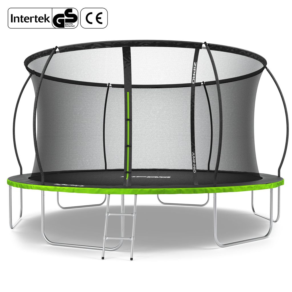 ZIPRO Trampolin Jump Pro Premium | 14FT Ø 435 cm | Gartentrampolin Kindertrampolin Komplett-Set inkl. Netz, Leiter & Randabdeckung, Outdoor, Grün