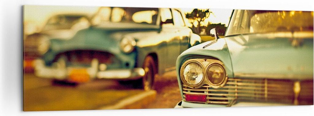 Bild auf Leinwand - Leinwandbild - Auto Kuba Klassiker - 160x50cm - Wand Bild - Wanddeko - Leinwanddruck - Bilder - Kunstdruck - Wanddekoration - L...