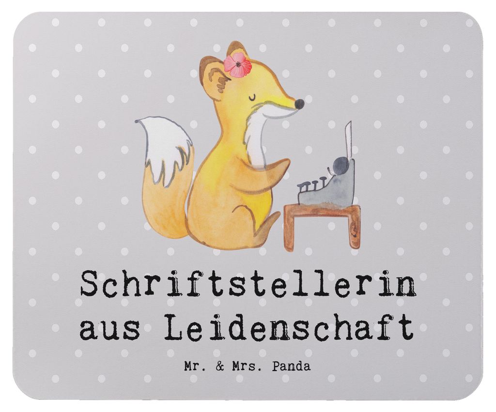 Mr. & Mrs. Panda Mouse Pad Schriftstellerin Leidenschaft - Grau Pastell - Geschenk, Buchladen, Mauspad, Beruf, notebook, Buchhandlung, Verlag, comp...