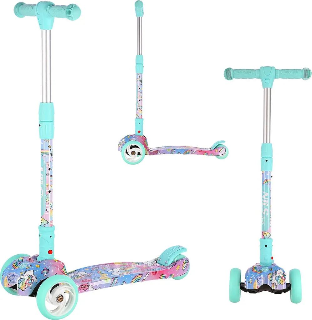 Trottinette enfant HLB15A Mint Nils Fun : roues LED et design robuste