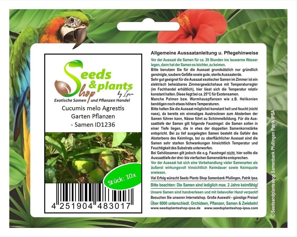 10x Cucumis melo Agrestis Garten Pflanzen - Samen ID1236
