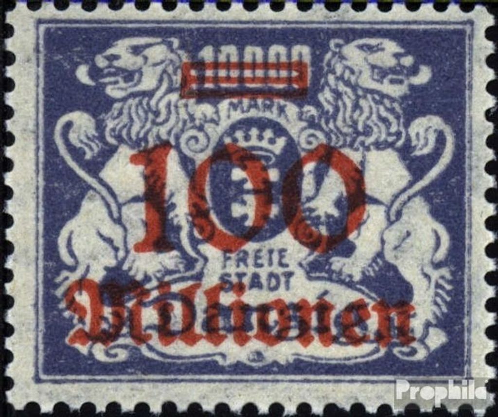 Briefmarken Danzig 1923 Mi 174 postfrisch Aushilfsausgabe