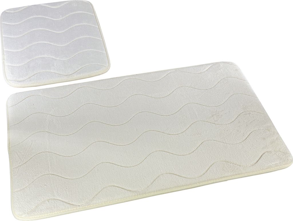 Badezimmer Teppiche Sumba Ecru 23 - Zweiteilig 2 Stück: Teppich 45x75+ Unterlage 45x35