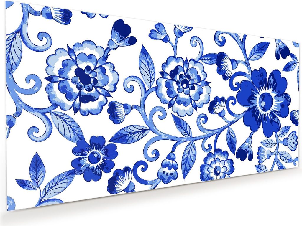 Glasbild Wandbild Blütenmuster 120x60cm in XXL für Wohnzimmer, Schlafzimmer, Badezimmer, Flur