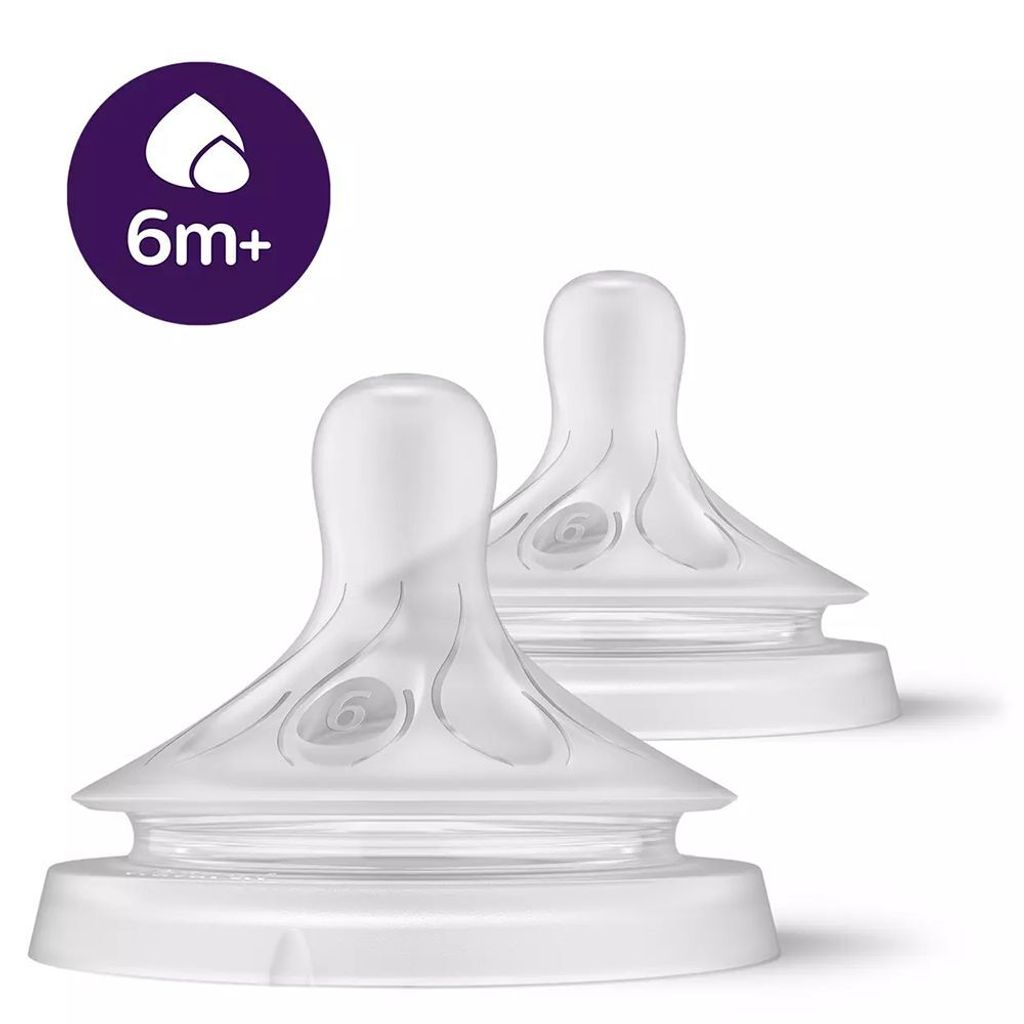 Philips AVENT Natural Response Sauger – 2x Sauger für Babyflaschen mit Durchflussstärke 6, -frei, für Babys ab 6 Monaten (Modell SCY966/02)