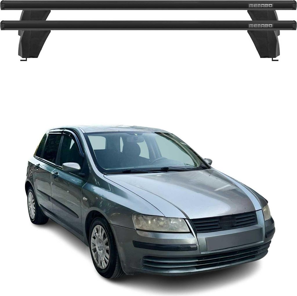 Menabo Dachträger Grundtäger für Fiat Stilo 2001-2010 5tür 75kg Alu Schwarz 2x