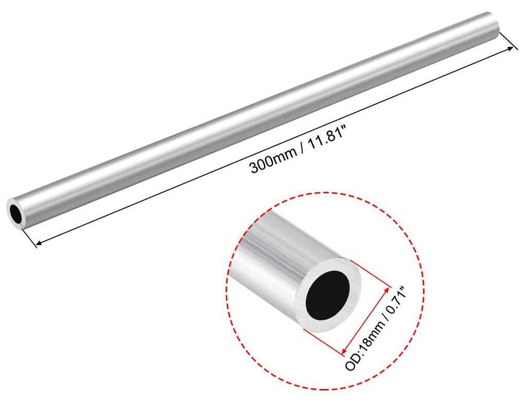 6063 Aluminium Rohr 300mm L?nge Aluplatte Rundrohre, Aluminium Rundrohr 18mm Au?endurchmesser Aluprofil Rohre, Alurohr 12mm Innendurchmesser Alumin...