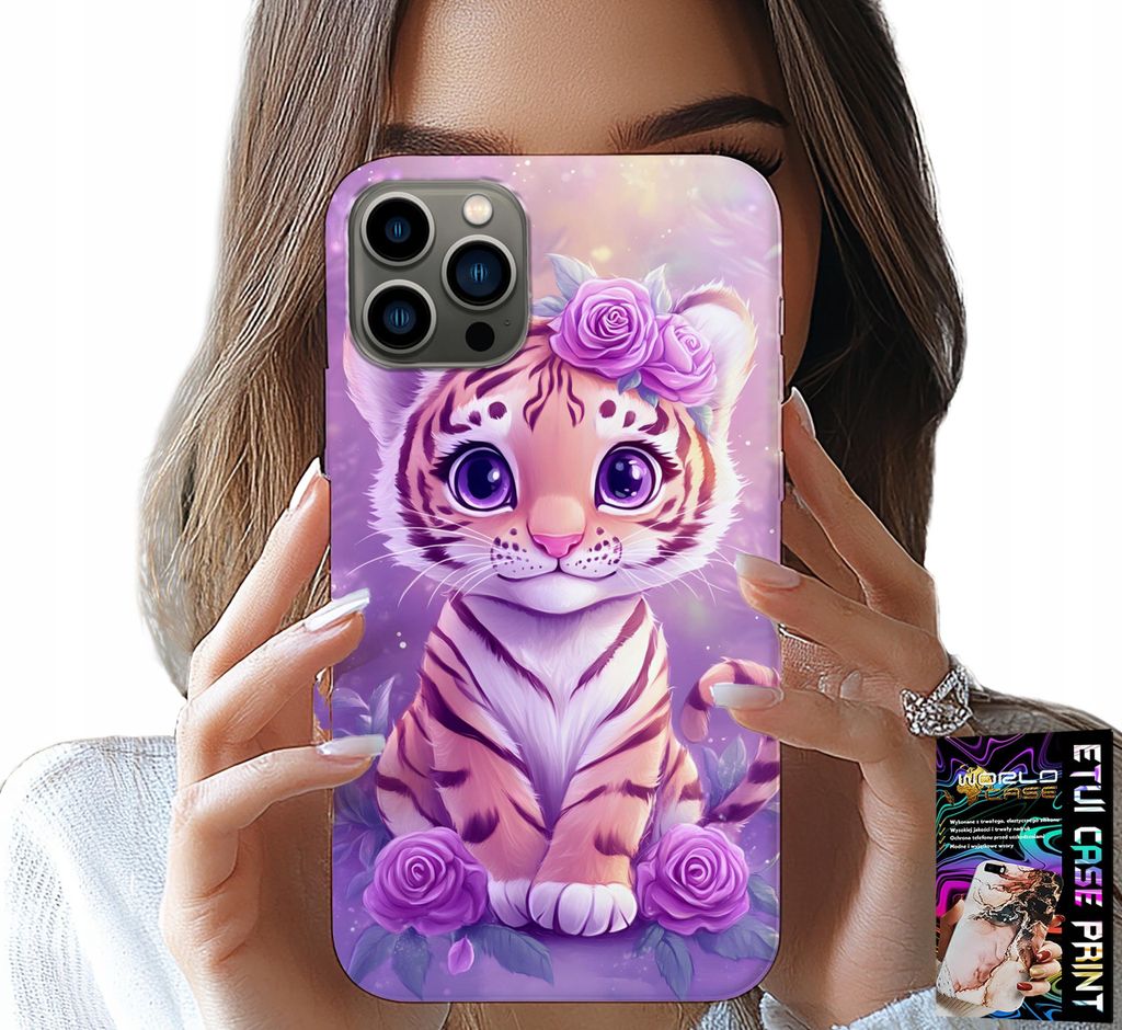 Hülle Für Iphone 12 Pro - Süsser Tiger Auf Rosa Hintergrund + Glas