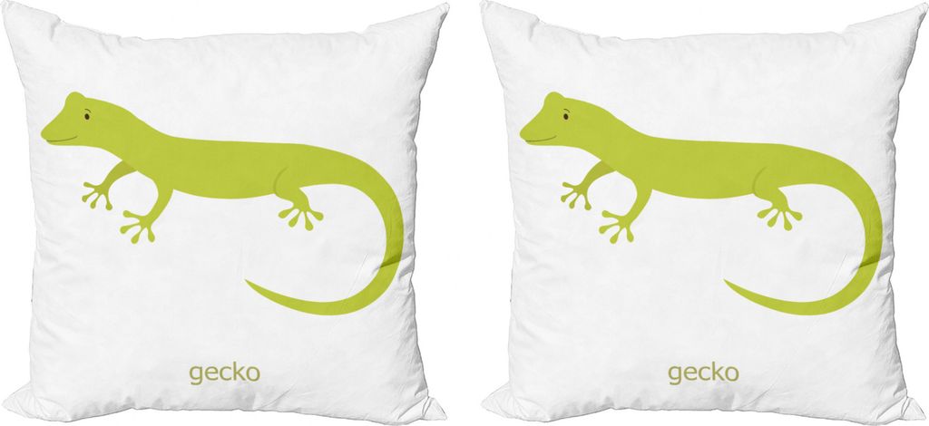 ABAKUHAUS Reptil Kissenbezug Set (2Stück), Australian Lizard, doppelseitiges Digitaldruckdekor mit Reißverschluss, 50 cm, Pistachio Grün Weiß