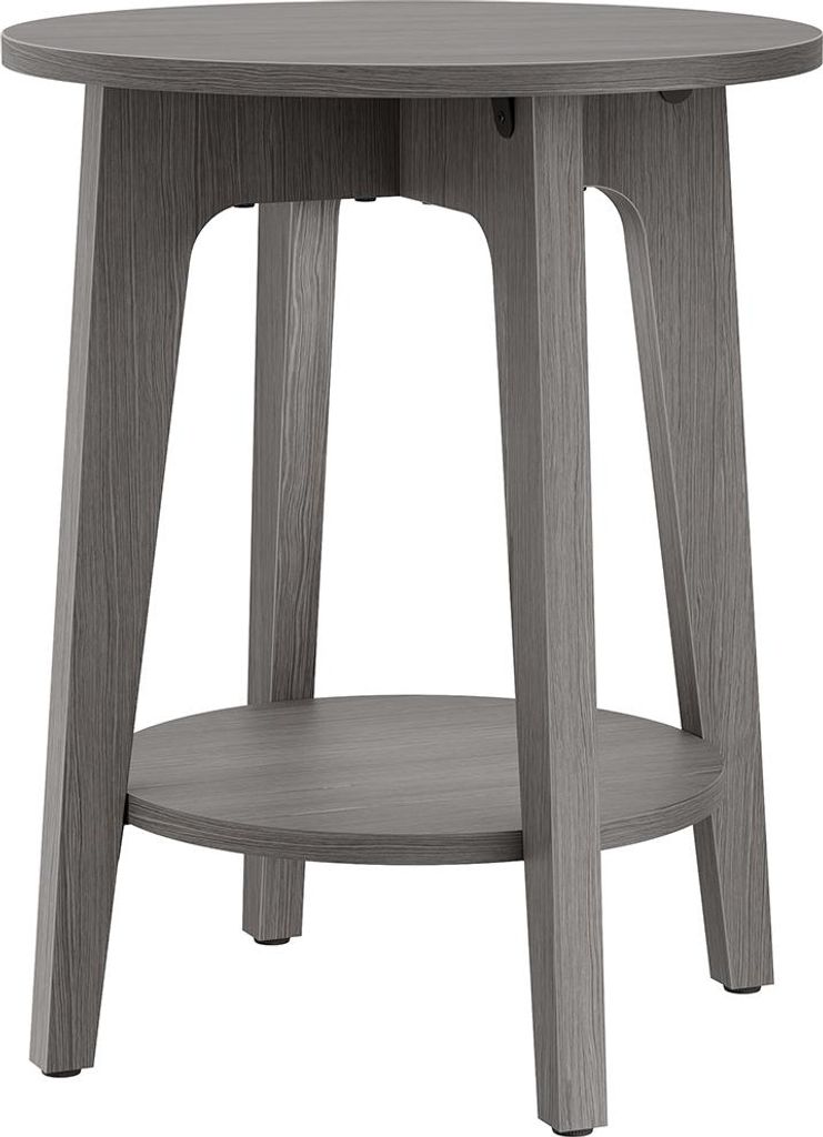 Runder Beistelltisch mit unterer Ablage, rauchgrau