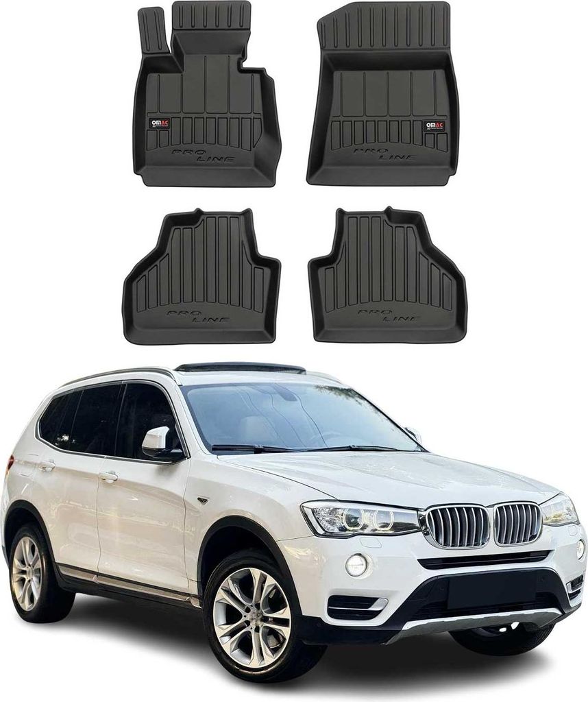 OMAC Gummi Fußmatten für BMW X3 F25 2010-2017 Premium TPE Automatten Schwarz 4x