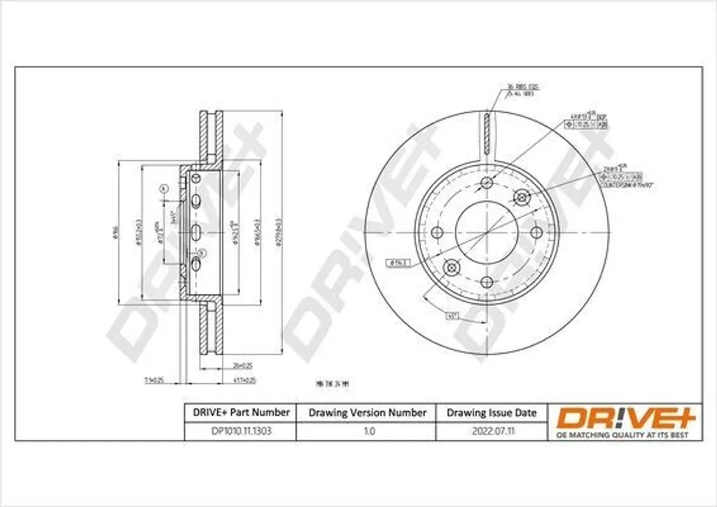 Disque de frein fonte haute résistance DP1010.11.1303 Kia Carens I FC