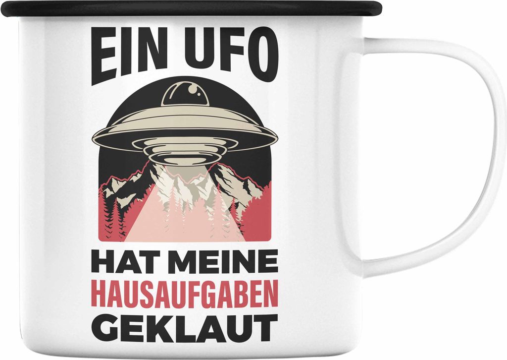 Trendation - Lustige Emaille Tasse mit Spruch Jungs Jungen Schüler Homeschooling Emaille Tassen mit Sprüchen (Schwarz)