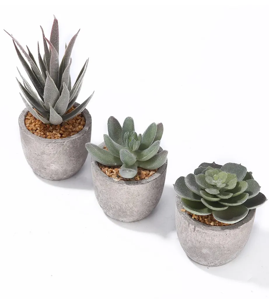 Plantes artificielles de salle de bains et salon avec pot gris déco