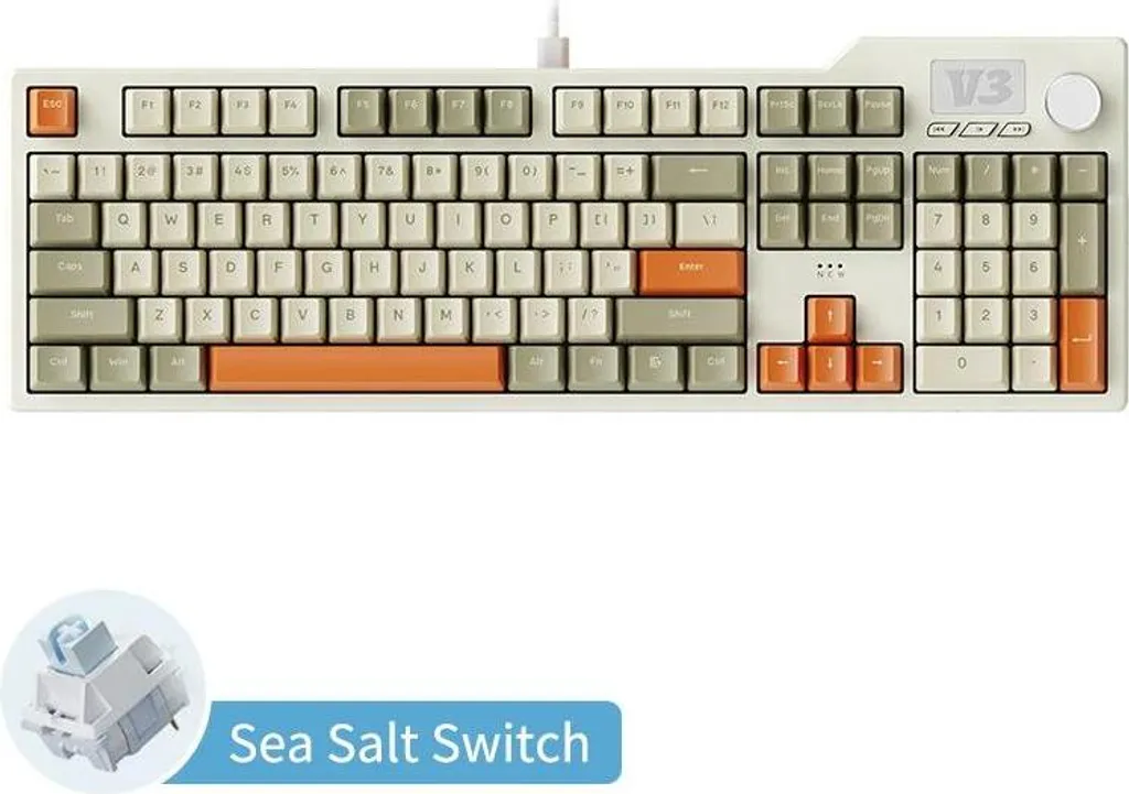 Clavier mécanique filaire gaming coloris Sea Salt Ash pour PC et Mac
