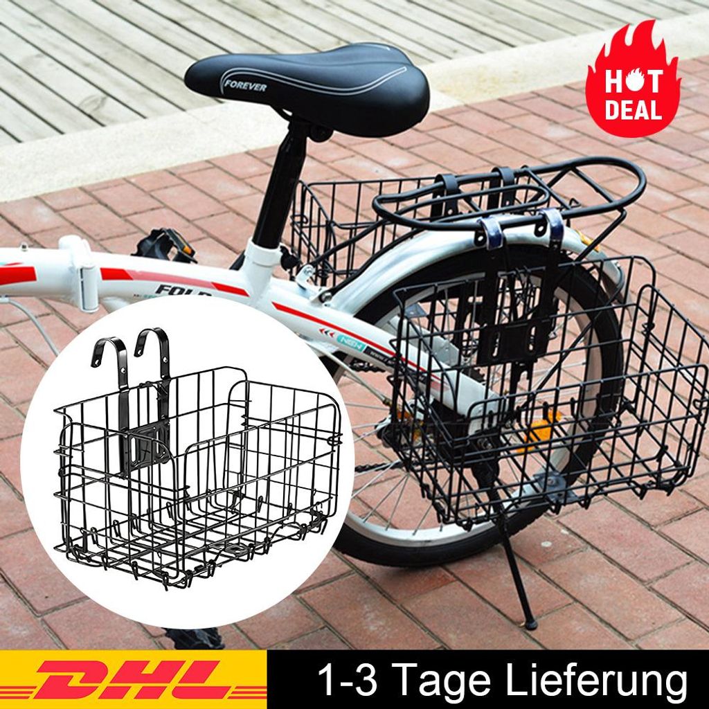 Fahrradkorb Stahlkörbe Schnellverschluss-Gepäckkorb mit Reflektor mit 20 kg