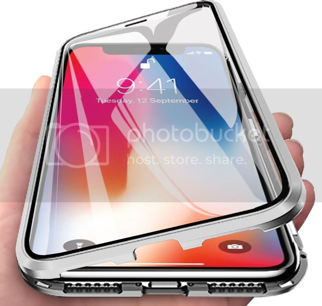 LaimTop iPhone X Hülle, Vollbildabdeckung Gehärtetem Glas mit Magnetischer Adsorptionskasten Metall Rahmen 360 Grad Komplett Schutzhülle für iP...