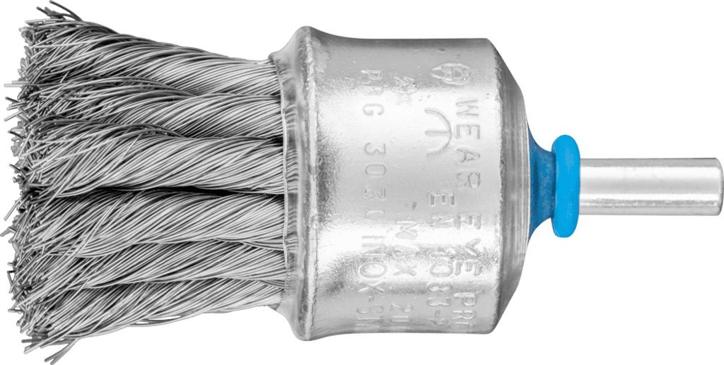 PFERD TOOLS Pinselbürste mit Kunststoffschutz gezopft PBG Ø30mm Schaft-Ø6 mm Edelstahl-Draht-Ø0,25