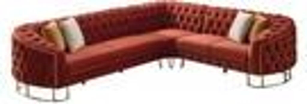 Rocco Ecksofa Farbe:Terracotta, Füße:Metall-Gold, Langer Schenkel:Links, inkl. Kissen