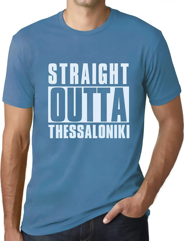 Herren Grafik T-Shirt Direkt aus Thessaloniki – Straight Outta Thessaloniki – Öko-Verantwortlich Vintage Jahrgang Kurzarm Lustige Druck Geburt...
