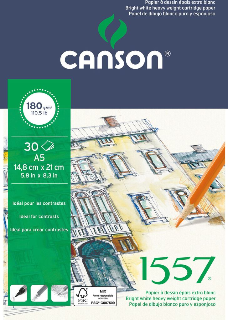 CANSON C204127413 Blocco carta da disegno CANSON 1557, DIN Immagine del prodotto 