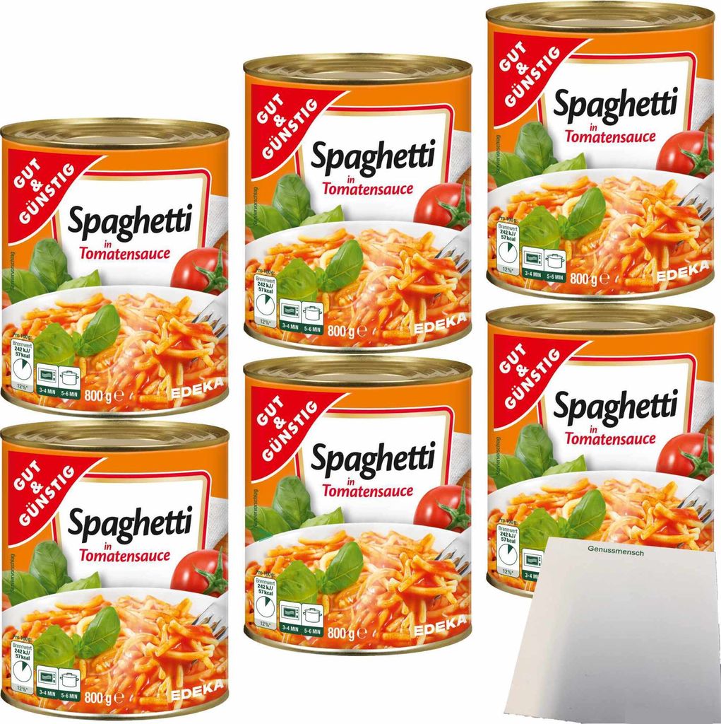 Gut & Günstig Spaghetti in Tomatensauce 6er Pack (6x800g Produktbild 