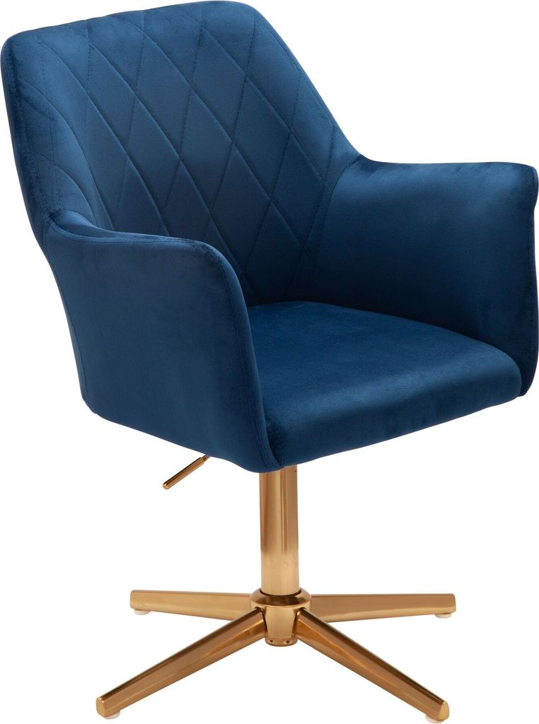 Schreibtischstuhl Dunkelblau Samt Design Drehstuhl mit Lehne, Schalenstuhl 120 kg Höhenverstellbar, Arbeitsstuhl ohne Rollen, Stuhl Schreibtisch H...