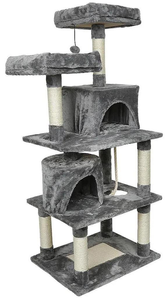 Tour d'escalade pour chat multi-niveaux avec niches de repos - Grise