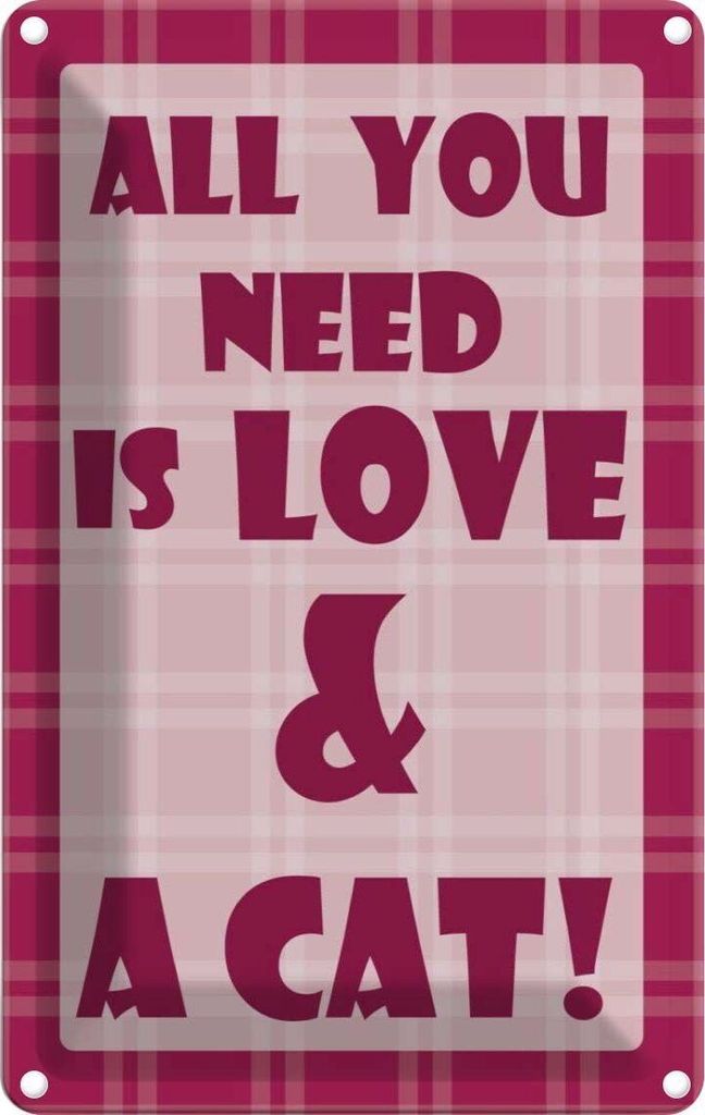 vianmo Blechschild 18x12 cm All you need & Cat Tier Haustier