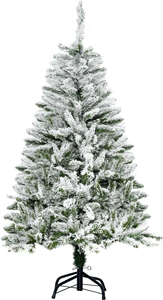 HOMCOM Sapin de Noël Artificiel Enneigé 120 cm - 200 Branches Nordmann