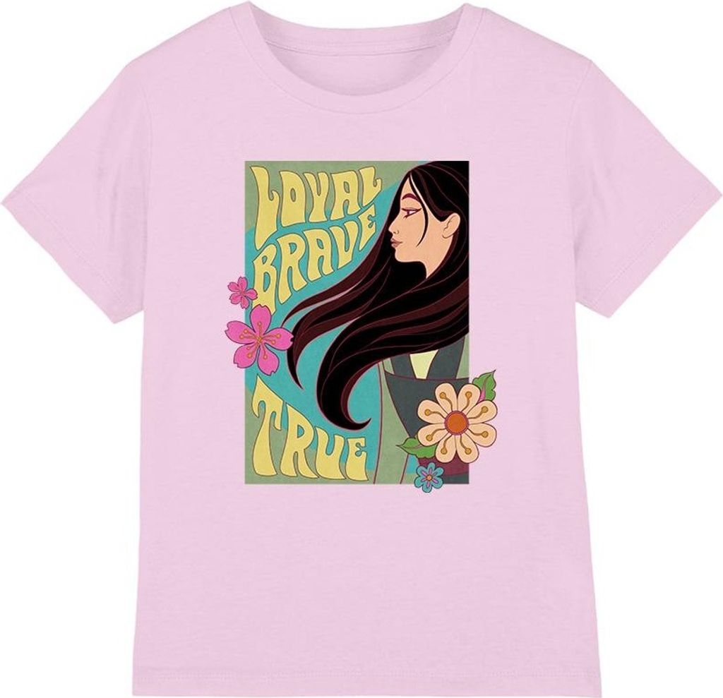 Mulan - "Loyal Brave True" T-Shirt für Kinder TV3738 (128) (Pink)