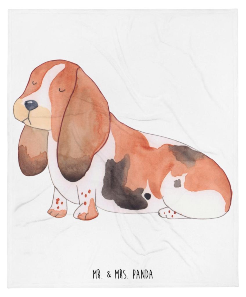 Mr. & Mrs. Panda Bettdecke Hund Basset Hound - Weiß - Geschenk, Sprüche, Sofadecke, Tagesdecke, Decke, Bettüberwurf, Süß, Kuscheldecke