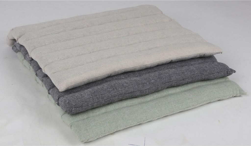 Sitzkissen ca. 38x38 cm aus 100% Baumwolle mit horizontaler Steppung komfortable Sitzauflage für Stühle und Bänke