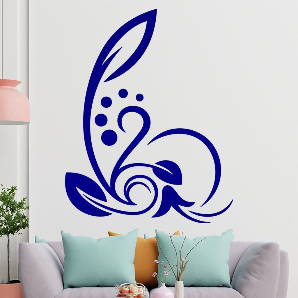 Blätter - Linien Punkte Wandtattoo in 6 Größen - Wandaufkleber Wall Sticker - Dekoration, Küche, Wohnzimmer, Schlafzimmer, Badezimmer