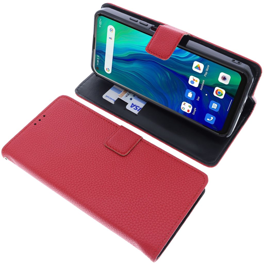 foto-kontor Tasche kompatibel mit Unihertz Luna Schutzhülle rot Book Style Case Handy Schutz Hülle Buch Wallet Handyhülle Cover Klapphülle Stä...